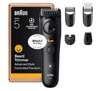 Braun Beard Trimmer Men Series 5, Mens Beard Trimmer with 5 Styling Tools, Ultra Sharp Blade, Waterproof, 40 Lengths & 120-Min Runtime, BT5525, Grey