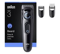 Braun Beard Trimmer Series 3, +3 Styling Tools, 40 Lengths, Sharp Blade, BT3520, Black