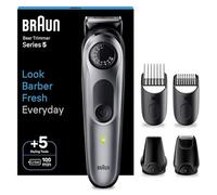 Braun Beard Trimmer Series 5 & Hair Clippers, Beard Trimmer Men Rechargeable, 40 Length Settings, 100-Min Cordless Runtime & Waterproof, BT5440, Silver, Black