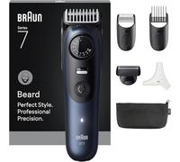 Braun Beard Trimmer Series 7, +6 Accessories, Lifetime Sharp ProBlade Blade, Up to 120 Min Battery Life, 40 Length Settings, Waterproof, Precision Wheel & Lock Button, BT7520, Blue
