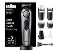 BRAUN Beard Trimmer Series 7 BT7420, Electric Trimmer for Men, Incl. Sharpest ProBlade, 40 Length Settings, Barber Tools, Charging Stand, Travel Case, Stencil, Rechargeable & Waterproof