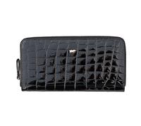 Braun Buffel Womens Large Zip Around Purse Wallet Embossed Croc Print New