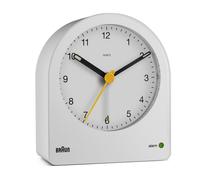 Braun Classic Analogue Alarm Clock, Snooze and Continuous Backlight, White, BC22W