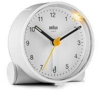Braun Classic Analogue Alarm Clock with Snooze and Light, White, BC01W