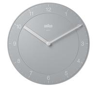 Braun Classic Analogue Wall Clock with Quiet Quartz Movement, Easy To Read, 20cm Diameter in Grey, model BC06G.