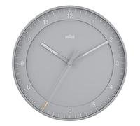 Braun Classic Large Analogue Wall Clock with Silent Sweep Movement, Easy To Read, 30cm Diameter in Grey, model BC17G.