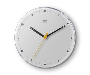 Braun Classic Radio-Controlled Wall Clock for Central European Time Zone (DCF/GMT+1) with Sweeping Movement, Easy to Read, Diameter 23 cm in Black, Model BC26W-DCF.