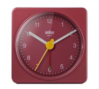 Braun Classic Travel Analogue Alarm Clock, Compact Size, Red, BC02R