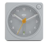 Braun Classic travel Analogue Alarm Clock with Snooze and Light, Compact Size, Quiet Quartz Movement, Crescendo Beep Alarm in grey, model BC02XG