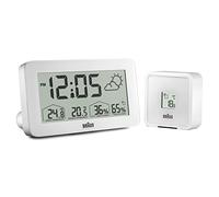 Braun Digital Weather Station Alarm Clock, LCD Display, White, BC13WP