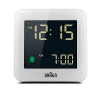 Braun Digital Alarm Clock in White Braun White