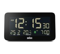 Braun Digital Alarm Clock with Date, Month and Temperature Display, Black, BC10B