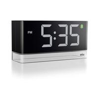Braun Digital Alarm Clock with Extra Large LED Display, Touch Snooze Zone, Quick Set, Adjustable Night Light, Beep Alarm, in Black, model BC27B