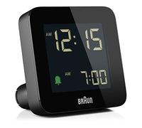 Braun Digital Alarm Clock with Snooze, negative LCD Display, Quick Set, Crescendo Beep Alarm in Black, model BC09B (2 Pack).