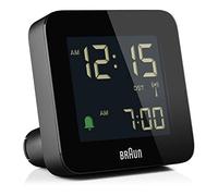 Braun Digital Radio Controlled Analogue Alarm Clock For Central European Time Zone (DCF) with Snooze, Negative LCD Display, Quick Set, Crescendo Beep Alarm in Black, model BC09B-DCF.
