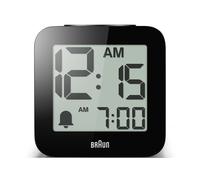 Braun Digital Speaking Alarm Clock with Snooze, Positive LCD Display, Spoken Setting Options, Crescendo Beep Alarm in Black, model BC25BP