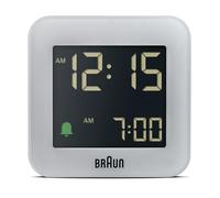 Braun Digital Travel Alarm Clock with Snooze, Compact Size, Grey, BC08G