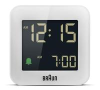Braun Digital Travel Alarm Clock in White Braun White