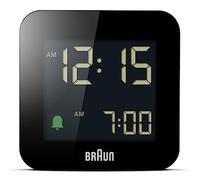 Braun Digital Travel Alarm Clock with Snooze, Compact Size, Negative LCD Display, Quick Set, Crescendo Beep Alarm in Black, model BC08B (2Pack)