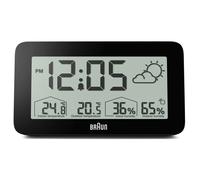 Braun Digital Weather Station Alarm Clock, LCD Display, Black, BC13BP