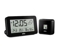 Braun Digital Weather Station Alarm Clock, LCD Display, Black, BC13BP