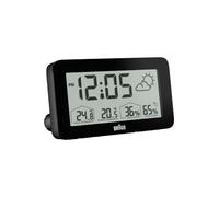 Braun Digital Weather Station Alarm Clock, LCD Display, Black, BC13BP