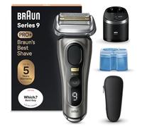 Braun Electric Shaver 9 PRO+ Series + SmartCare Center Refill Cartridges 2 Pack Bundle for Men, 5 Pro Shave Elements & Precision Long Hair ProTrimmer, SmartCare Center