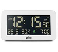 Braun Funk-Digitalwecker für die Mitteleuropäische Zeitzone (DCF) mit Datums-, Monats- und Temperaturanzeige, negativem LCD-Display und weißem Weckton, Modell BC10W-DCF