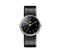 Braun Gents BN0021 QA Stainless Steel Case Black Dial Black Leather Strap Watch., Black, Men Black