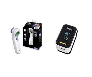 Braun Healthcare No Touch + Forehead Thermometer, BNT300 & Braun Pulse Oximeter 1 (Oxygen Saturation, Blood Oxygen Levels, Clinically Accurate, Certified Medical Device) YK-81CEU