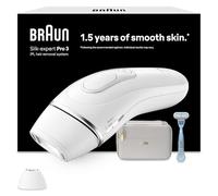 Braun IPL Silk-Expert Pro 3, Visible Hair Removal with Pouch, Precision Head and Venus Razor, Alternative for Laser Hair Removal, PL3121, White/Silver