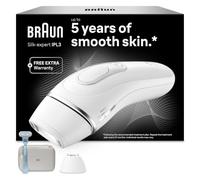 Braun IPL Silk·Expert Pro 3 At Home Hair Removal Device, White/Silver | Alternative For Laser Hair Removal, Includes Pouch, Gillette Venus Razor, Precision Head, 1 Year Of Smooth Skin, PL3121