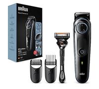 Braun Men's Beard Trimmer Series 3 & Hair Clippers with Gillette Fusion5 ProGlide Razor, 39 Length Settings, UK 2 Pin Plug, BT3240, Black/Blue