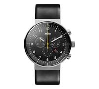 Braun Men's Quartz Watch with Black Dial Analogue Display and Black Leather Strap BN0095SLG