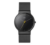 Braun Mens Quartz Watch with Black Dial Analogue Display and Black Stainless Steel Mesh Strap BN0211BKMHG