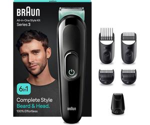 Braun MGK3421 6-in-1 Grooming Kit - Beard Trimmer Hair Clipper Black EU Plug
