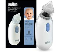 Braun Nasal aspirator 1 - Mucus Remover - Blocked Nose Relief - Electric Suction Power - Two Suction Levels - 2 Nose Tip Sizes - Newborn, Baby, and Child Friendly - Dishwasher Safe - BNA100