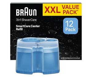 Braun Original SmartCare Shaver Care Centre Refill Cartridges, 12 Pack | 3-in-1 Formula with Lemon Scent, Hygienic Cleaning, Removes Hair & Skin Particles, Cleans 10x Better Than Water
