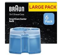 Braun Original SmartCare Shaver Care Centre Refill Cartridges, 6 Pack - 3-in-1 Formula, Hygienic Cleaning, Removes Hair & Skin Particles, Cleans 10x Better Than Water