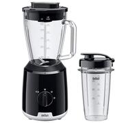 Braun PowerBlend 1 JB1051BK, Jug Blender with Unique Triangular Glass Jug, 2 Speed, Ice Crush Function, Smoothie2Go Bottle Included, 600W, Black