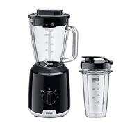 Braun PowerBlend 1 JB1051BK, Jug Blender with Unique Triangular Glass Jug, 2 Speed, Ice Crush Function, Smoothie2Go Bottle Included, 600W, Black