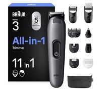 Braun Series 3 All-in-One Trimmer for Men, AIO3565, Grey - 11-in-1 Beard, Face, Hair, Body & Nose Grooming Kit, Ultra Sharp Blade, 14 Length Settings, Washable Heads, 50 min Cordless Use