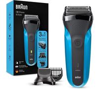 Braun Series 3 Men's Electric Shaver 3 in 1 Shave & Style, Beard Shaver for Dry and Wet Use, 310 BT, Black / Blue