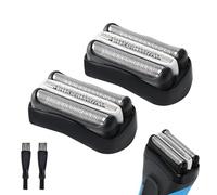 Braun Series 3 Shaving Head, Shaving Head Accessories, Silky Splash Shaver S3 S5 for Men, 2 Pieces Shaving Head Replacement with 2 Cleaning Brushes (Black)