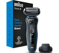 Braun Series 5 Electric Shaver, with Precision Trimmer Attachment for Moustache & Sideburns Trimming, 100% Waterproof, 2 Pin Bathroom Plug, 50-B1200s, Blue Razor