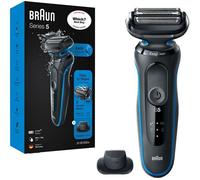 Braun Series 5 Electric Shaver, with Precision Trimmer Attachment for Moustache & Sideburns Trimming, 100% Waterproof, 2 Pin Bathroom Plug, 50-B1200s, Blue Razor