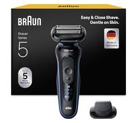 Braun Series 5 Electric Shaver for Men, Wet & Dry Foil Razor, Blue | Precision Trimmer Attachment, 3 Flex Blades, Turbo & Standard Modes, 50 Min Runtime, Waterproof, Made in Germany, 52-B1200SI