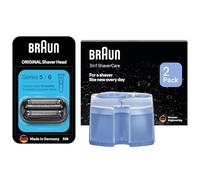 Braun Series 5 Electric Shaver Original Replacement Head, 53B, Braun 3in1 Original Shaver Care Refill Cartridges, Hygienic Cleaning, 2 Pack