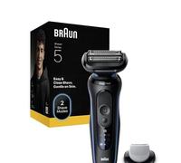 Braun Series 5 Electric Shaver, Wet & Dry Foil Razor for Men with Body Groomer Attachment, Cordless, Up to 50 min, 100% Waterproof, 52-B1600S, Blue