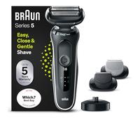Braun Series 5 Electric Shaver With Beard Trimmer, Body Groomer & Charging Stand, Wet & Dry, 100% Waterproof, UK 2 Pin Plug, 50-W4650cs, White Razor
